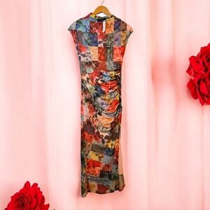 Anthropologie "The Maya Ruched Cowl-Neck Mesh Dress"  Patchwork Dress NWT Small